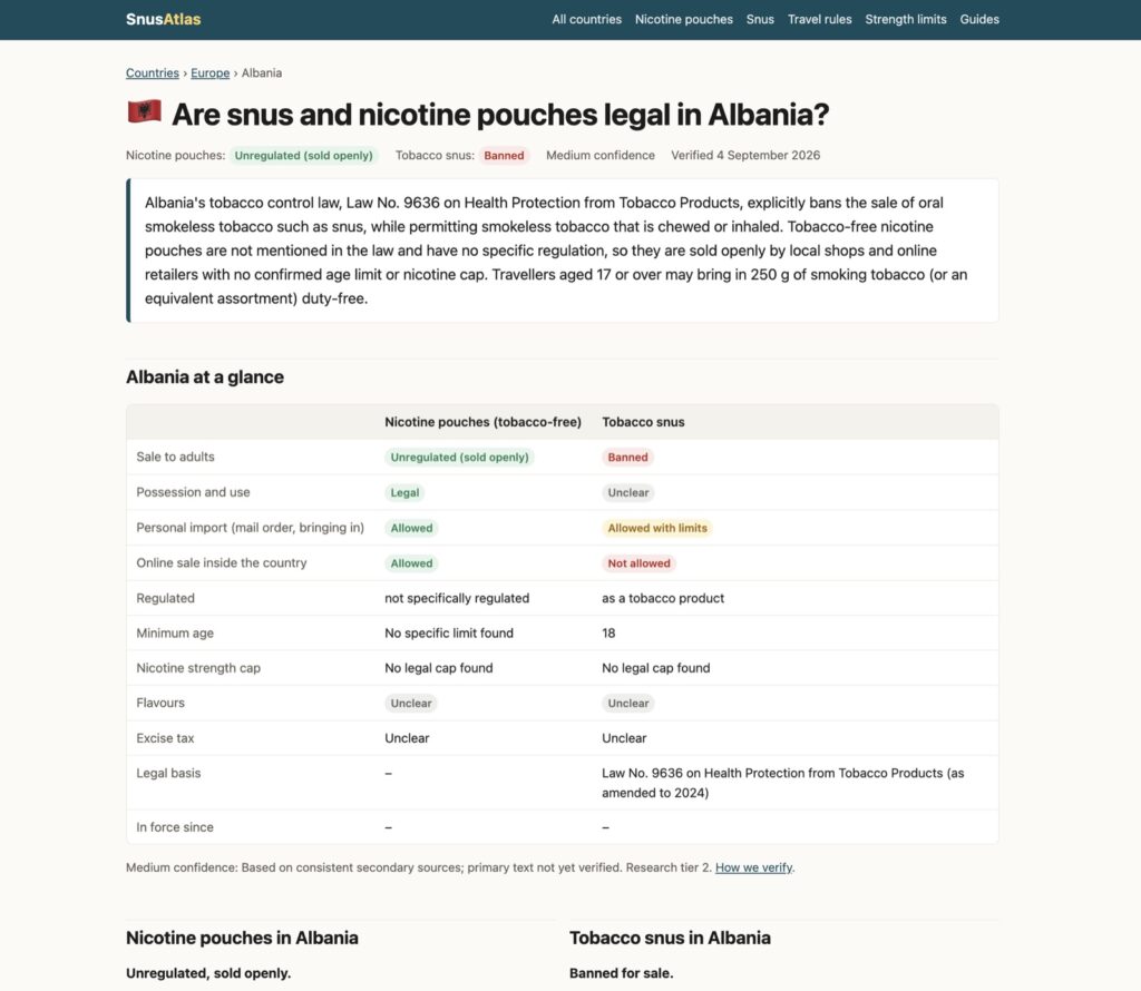snusatlas-landsida-albanien-fore